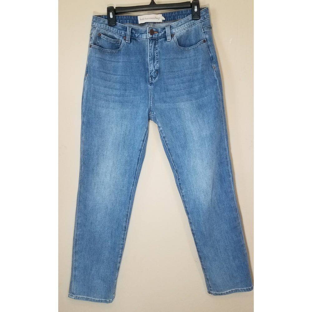 Soft Surroundings Jeans Women size 10 Straight Soft Denim Pants Lt Med Wash‎